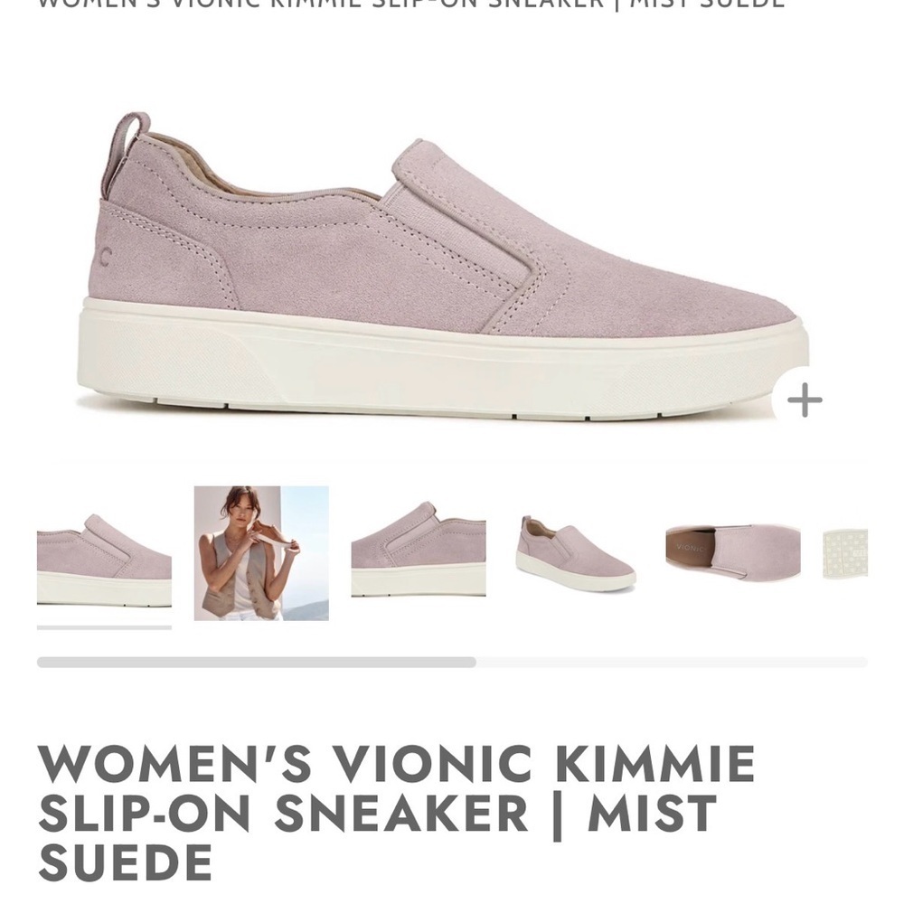 Vionic Kimmie Slip On Sneaker Mist Suede Womens Sz 6.5 Comfort Walking Shoes